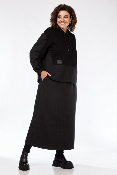 Костюм из юбки и жакета с капюшоном и эффектом стежки Jurimex 3225 - фото 2