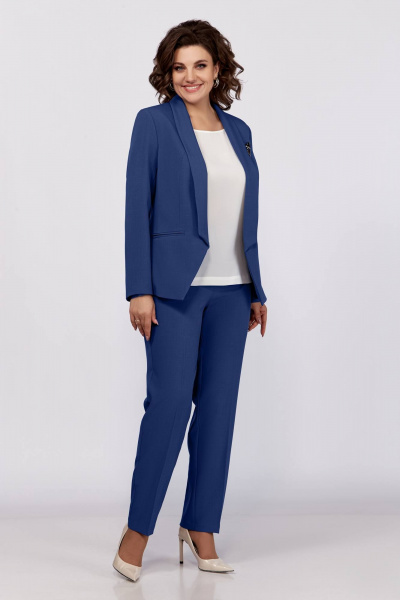 Костюм 3-ка в офисный стиль из текстиля Ольга Стиль С-867 кобальт - фото 5