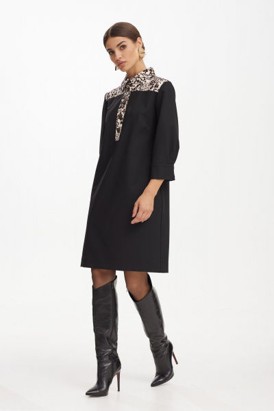 Платье из трикотажа прямого силуэта с застежкой на пуговицы NiV NiV fashion 3112 - фото 4