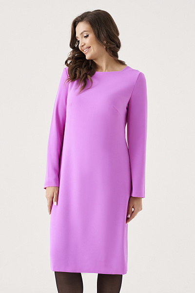 Платье из трикотажа с нагрудными вытачками для каждодневных образов Панда 203480w сиренево-розовый - фото 2