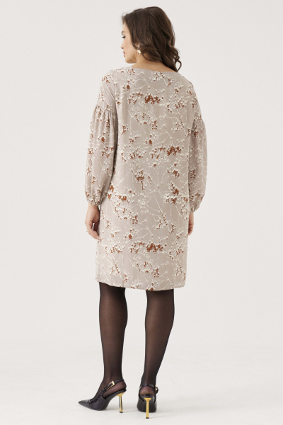 Платье из лёгкой струящейся ткани с поясом для комфортной носки Панда 203680w бежевый - фото 5