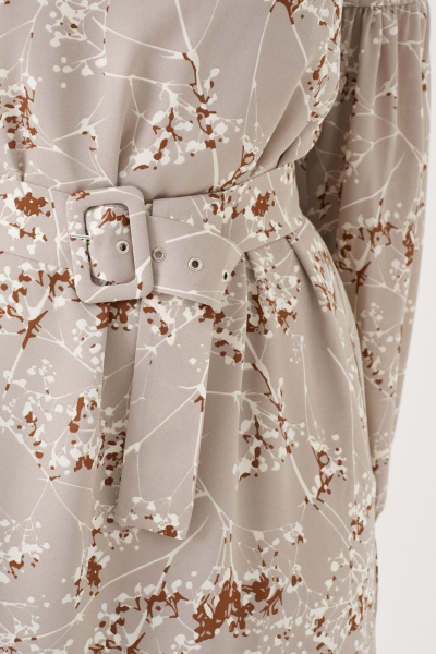 Платье из лёгкой струящейся ткани с поясом для комфортной носки Панда 203680w бежевый - фото 7
