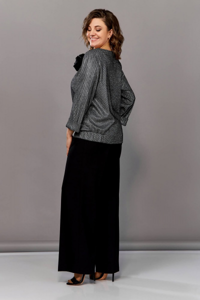 Блуза, брюки Ольга Стиль С-872 серый_черный - фото 6
