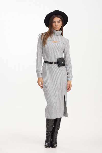 Элегантное трикотажное платье с разрезом и широким воротником NiV NiV fashion 3113/1 - фото 6