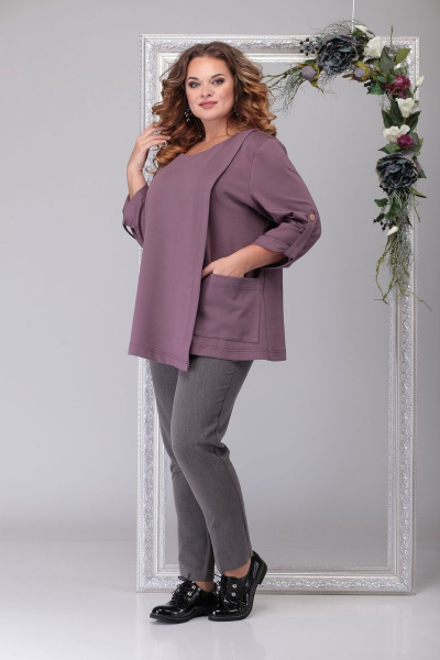 Брюки, джемпер Michel chic 1201 светло-сиреневый_серый - фото 3