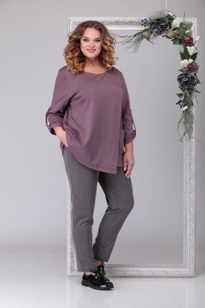 Брюки, джемпер Michel chic 1201 светло-сиреневый_серый - фото 2