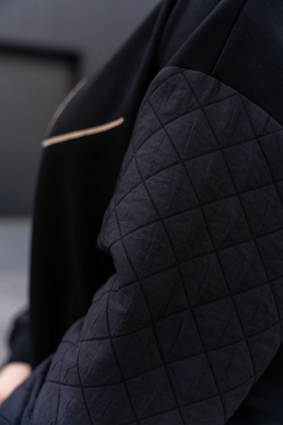 Свитшот из футерованного трикотажа с вышивкой и овальным вырезом Luna 191 чёрный - фото 5