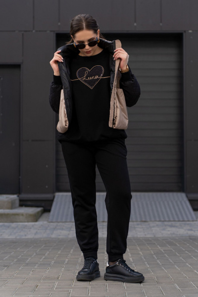 Брюки и свитшот из трикотажного футера Luna 193 чёрный - фото 7