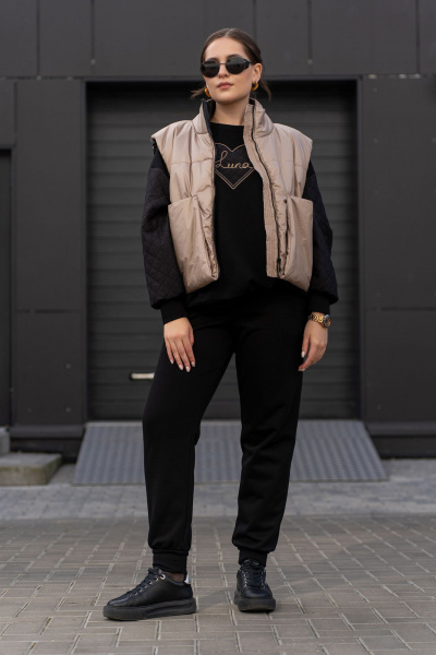 Брюки и свитшот из трикотажного футера Luna 193 чёрный - фото 6