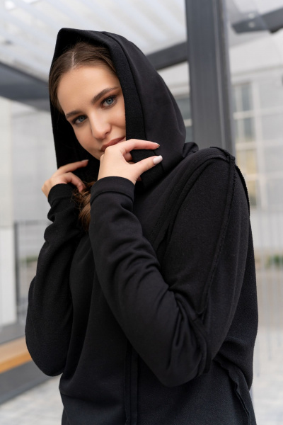 Брюки и свободный свитшот с капюшоном из трикотажа Luna 198 чёрный - фото 15