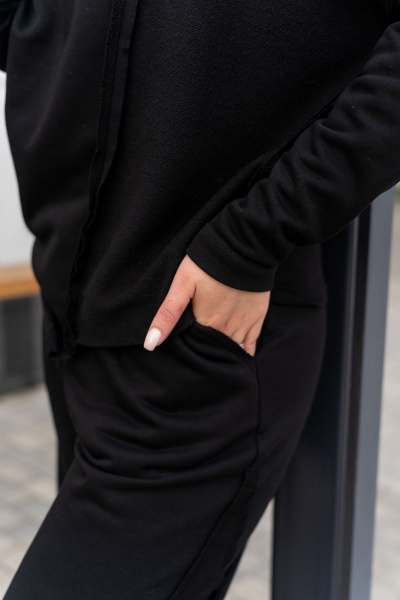 Брюки и свободный свитшот с капюшоном из трикотажа Luna 198 чёрный - фото 13