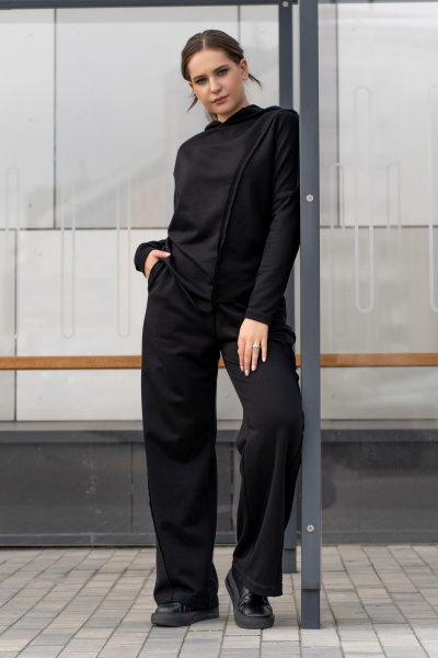 Брюки и свободный свитшот с капюшоном из трикотажа Luna 198 чёрный - фото 11