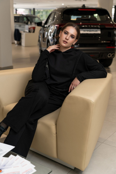 Брюки и свободный свитшот с капюшоном из трикотажа Luna 198 чёрный - фото 9