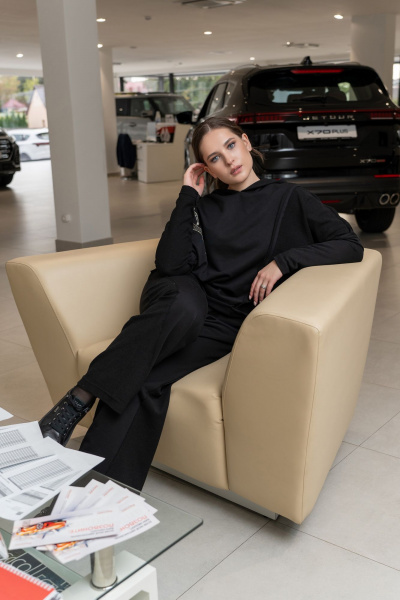 Брюки и свободный свитшот с капюшоном из трикотажа Luna 198 чёрный - фото 8