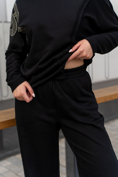 Брюки и свободный свитшот с капюшоном из трикотажа Luna 198 чёрный - фото 6