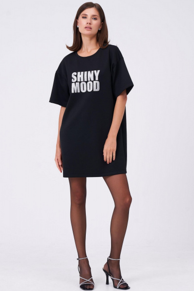 Платье-футболка из мягкого трикотажа с ярким принтом KaVaRi 1102 черный - фото 2