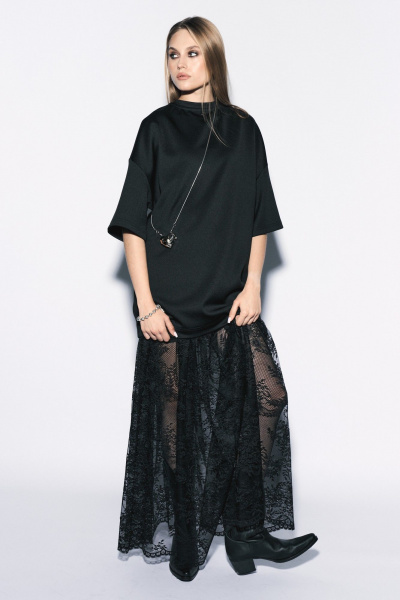 Длинная удлиненная футболка из смесовой вискозы MilMil 1138_Харт - фото 2