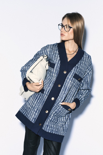 Кардиган прямого силуэта с металлическими пуговицами MilMil 1146_Оксфорд - фото 5