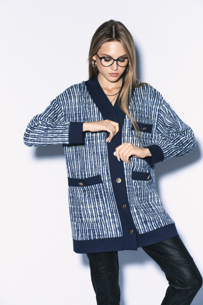 Кардиган прямого силуэта с металлическими пуговицами MilMil 1146_Оксфорд - фото 3