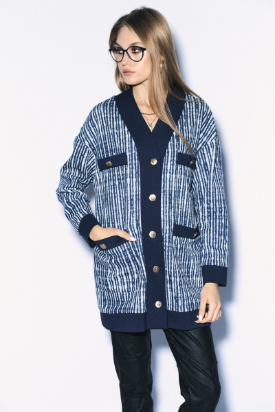 Кардиган прямого силуэта с металлическими пуговицами MilMil 1146_Оксфорд - фото 2