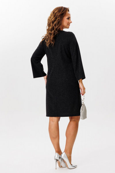 Платье из крепа на трикотажной основе с люрексом и съемным цветком Mubliz 217 черный - фото 6