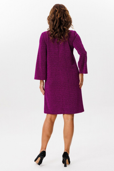 Платье с люрексом и расширенными рукавами из трикотажа Mubliz 217 фиолет - фото 3
