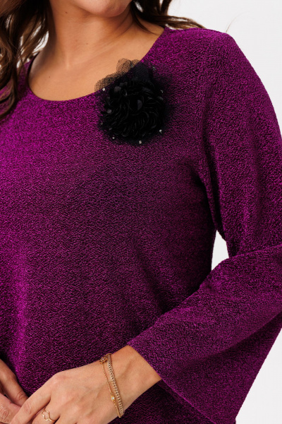 Платье с люрексом и расширенными рукавами из трикотажа Mubliz 217 фиолет - фото 6