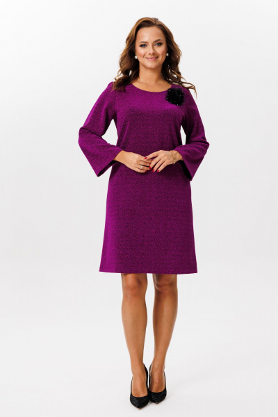 Платье с люрексом и расширенными рукавами из трикотажа Mubliz 217 фиолет - фото 2
