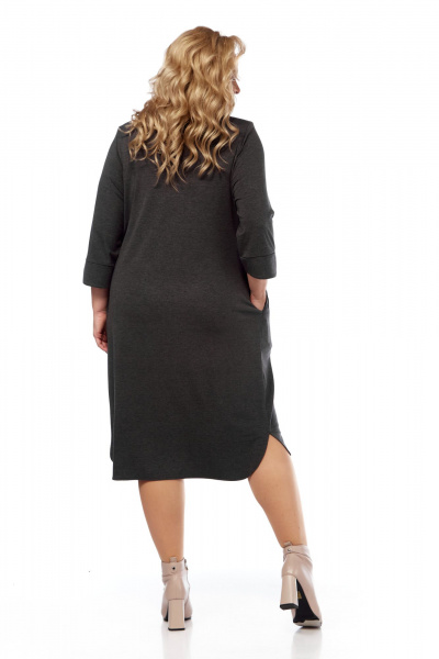 Платье оверсайз из трикотажа с нагрудными вытачками и воротником Abbi 1040 темно-серый - фото 17