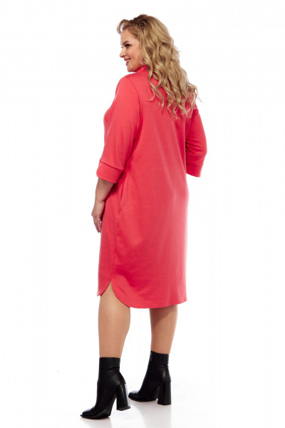 Платье оверсайз из трикотажа с накладными нагрудными вытачками Abbi 1041 коралл - фото 10