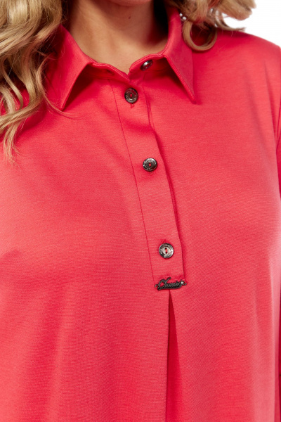 Платье оверсайз из трикотажа с накладными нагрудными вытачками Abbi 1041 коралл - фото 7