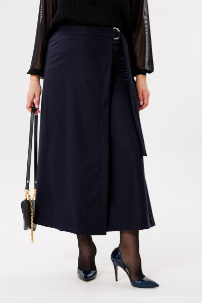 Кюлоты с запахом и широкими брючинками для деловых образов Michel chic 827/1 темно-синий - фото 1