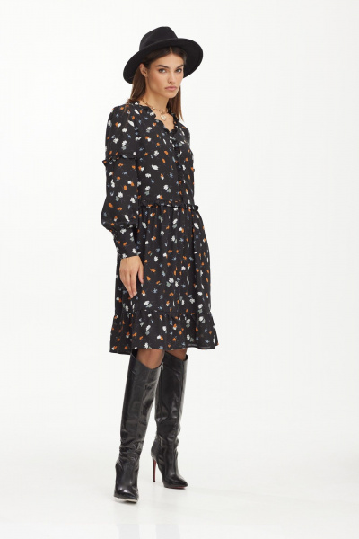 Модное платье с воланами и рюшей из итальянского крепа NiV NiV fashion 3127 - фото 2