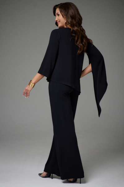Комплект туника с асимметричным низом и брюки на резинке Jolie 20455 черный - фото 2