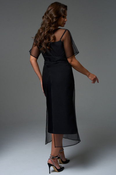 Платье черное трансформер из текстиля с поясами Jolie 16468 черный - фото 8