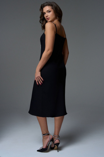 Платье черное трансформер из текстиля с поясами Jolie 16468 черный - фото 6