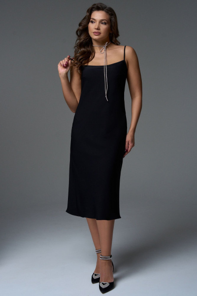 Платье черное трансформер из текстиля с поясами Jolie 16468 черный - фото 5