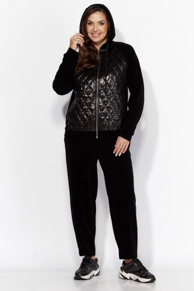 Брюки и куртка из вельвета и плащёвой ткани на каждый день TAiER 1324 черный - фото 8