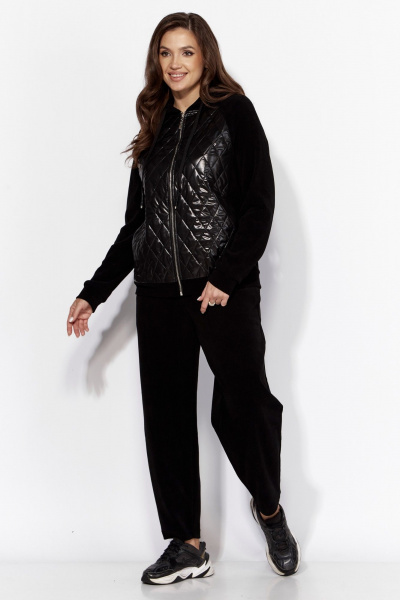 Брюки и куртка из вельвета и плащёвой ткани на каждый день TAiER 1324 черный - фото 2