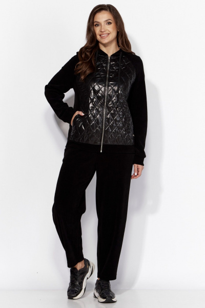 Брюки и куртка из вельвета и плащёвой ткани на каждый день TAiER 1324 черный - фото 1