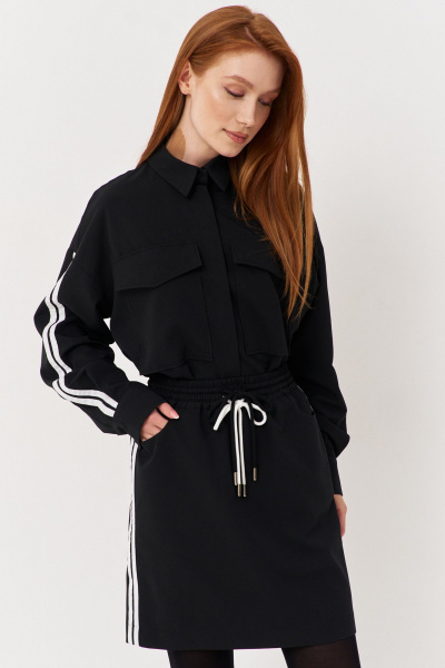 Рубашка и юбка комплект в классическом стиле из текстиля FLAIM 1115.01 черный - фото 8