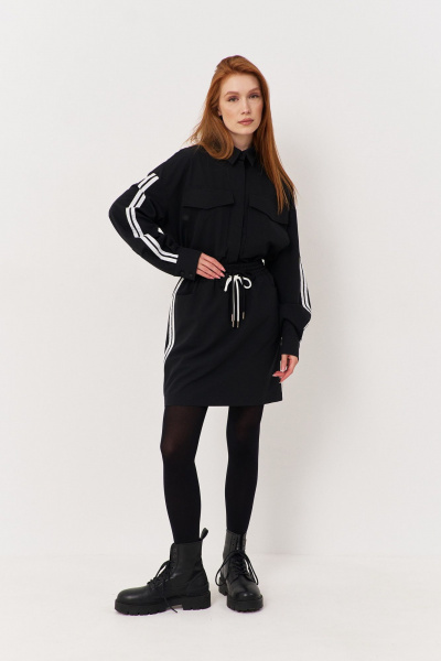 Рубашка и юбка комплект в классическом стиле из текстиля FLAIM 1115.01 черный - фото 7