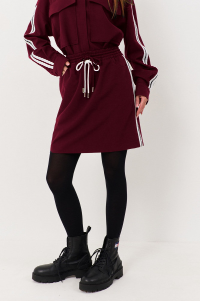 Рубашка и юбка в классическом стиле из костюмной ткани FLAIM 1115.02 марсала - фото 8