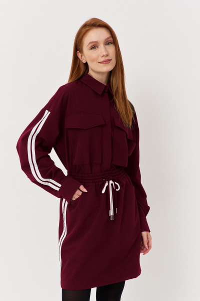 Рубашка и юбка в классическом стиле из костюмной ткани FLAIM 1115.02 марсала - фото 7