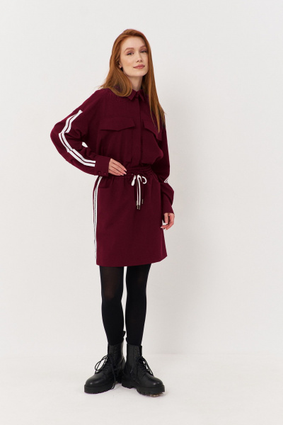 Рубашка и юбка в классическом стиле из костюмной ткани FLAIM 1115.02 марсала - фото 1