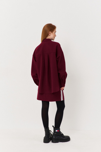 Рубашка и юбка в классическом стиле из костюмной ткани FLAIM 1115.02 марсала - фото 2