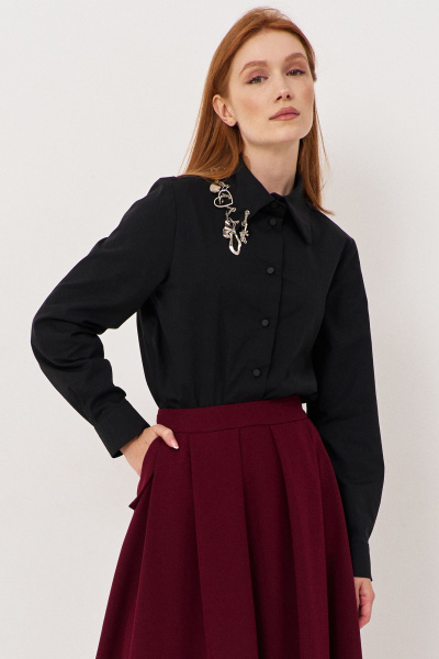 Рубашка прямого кроя с декоративными подвесками FLAIM 1116 черный - фото 2