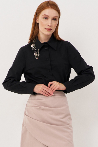 Рубашка прямого кроя с декоративными подвесками FLAIM 1116 черный - фото 1