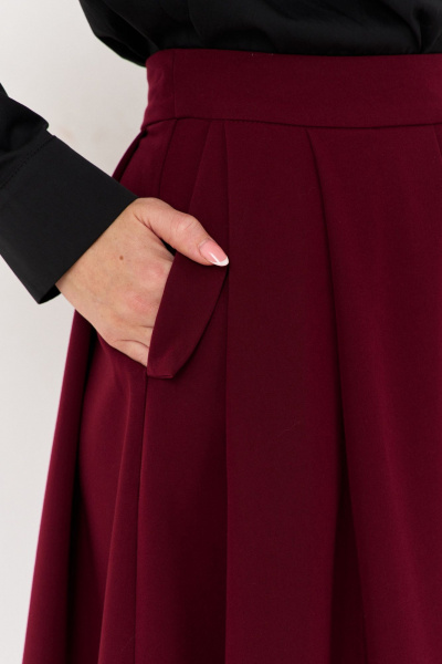Юбка свободного силуэта из плательной ткани с складками FLAIM 1117.01 марсала - фото 7