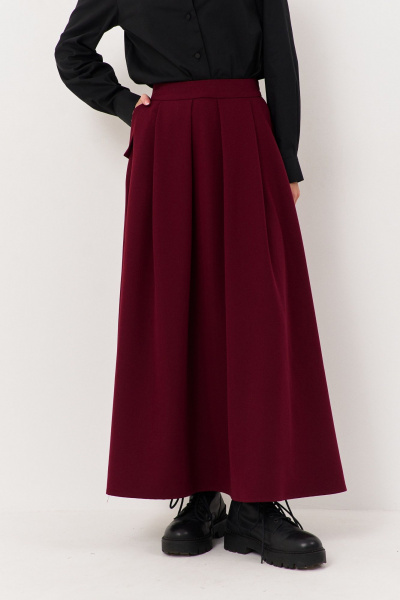 Юбка свободного силуэта из плательной ткани с складками FLAIM 1117.01 марсала - фото 6